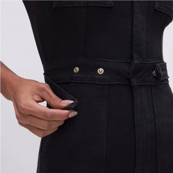Good American Fit For Success Denim Jumpsuit Women's L Black Stretch Minimalist - Picture 3 of 16